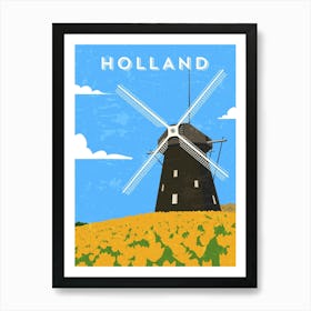 Amsterdam, Netherlands/Holland — Retro travel minimalist poster, retro travel art, retro travel wall art, vector art 2 Art Print