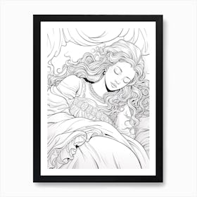 Line Art Inspired By The Sleeping Gypsy 3 Art Print