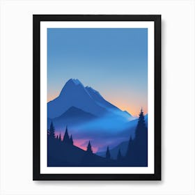 Misty Mountains Vertical Composition In Blue Tone 109 Art Print