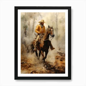 Western Cowboy Painting Vintage Wall Art Affiche