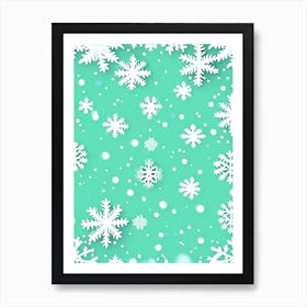 Snowflakes Falling By A Lake, Snowflakes, Kids Illustration 2 Art Print