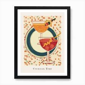 Cocktail Time Tile Watercolour Poster 7 Art Print