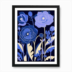 Blue Flower Illustration Lisianthus 3 Art Print