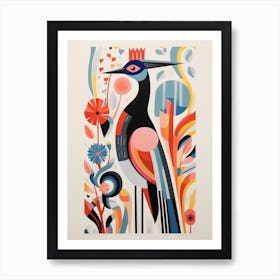 Colourful Scandi Bird Grebe 3 Art Print