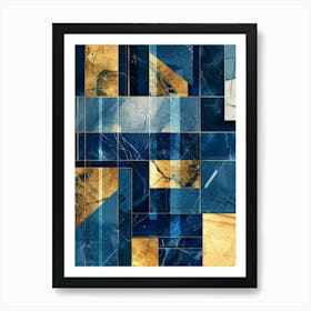 Abstract Blue And Gold 2 Art Print