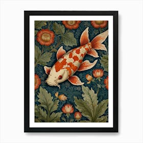 Koi Fish Style William Morris 3 Art Print