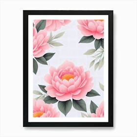 Pink Peony Flower Wallpaper Art Print