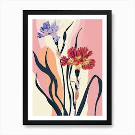 Colourful Flower Illustration Carnation Dianthus 1 Art Print