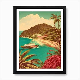 Providencia Island Colombia Vintage Sketch Tropical Destination Art Print