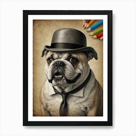 Bulldog In A Tie Art Print