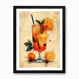 Cocktail With Oranges And Lemons Art Print