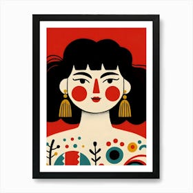 Chinese Girl Red Cheeks Portrait Art Print