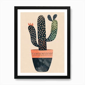 Pincushion Cactus Minimalist Abstract Illustration 2 Art Print