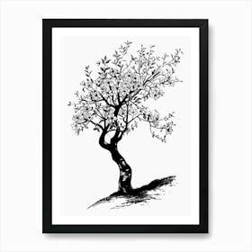 Plum Tree Simple Geometric Nature Stencil 1 Art Print
