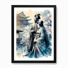 Japan Traditional Geisha Illustration By Ad 151 Art Print