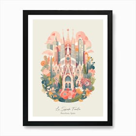 La Sagrada Familia   Barcelona, Spain   Cute Botanical Illustration Travel 3 Poster Art Print