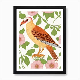 Crested Caracara William Morris Style Bird Art Print