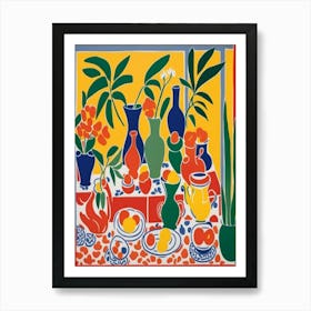 Vases And Fruit Matisse Style Art Print