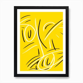 Yellow And White Drawing Art Print