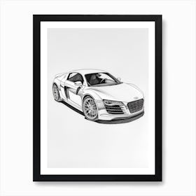 Audi R8 Line Drawing 11 Art Print