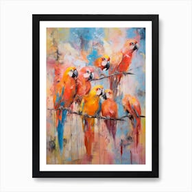 Parrots Abstract Expressionism 4 Art Print
