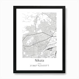 Nikaia,Greece Minimalist Map Art Print