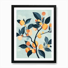 Peach Tree Flat Illustration 6 Art Print