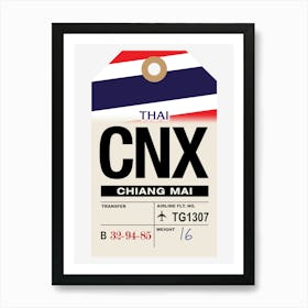 Chiang Mai (CNX) Thailand Vintage Airline Luggage Tag Art Print