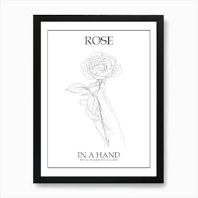 Rose In A Hand Line Drawing 3 Poster Art Print
