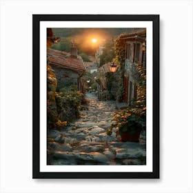 Sunset In The Village Art Print