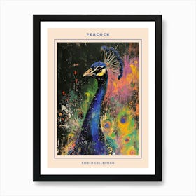 Peacock Brushstrokes Poster 1 Art Print