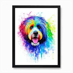 Portuguese Water Dog Rainbow Oil Painting Dog Art Print