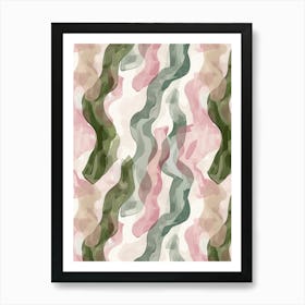 Pink And Green Wavy Pattern Art Print