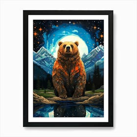 Bear In The Moonlight Art Print