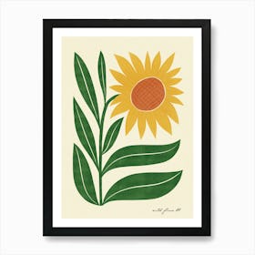 Sunflower Modern-Retro Yellow and Green Wild Flower Art Print Art Print