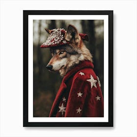 Wolf In Red Coat Art Print