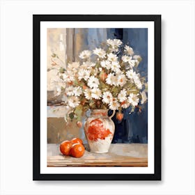 Daisy Flower And Peaches Still Life Painting 4 Dreamy Art Print