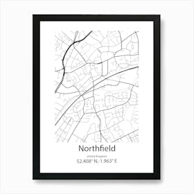 Northfield,United Kingdom Minimalist Map Art Print