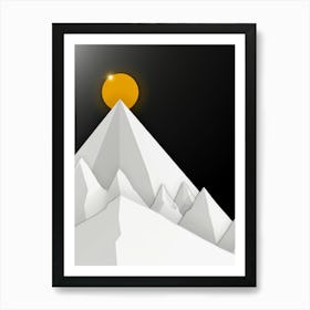 Mountain Top With Sun Art Print