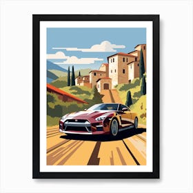 A Nissan Gt R In The Tuscany Italy Illustration 3 Art Print