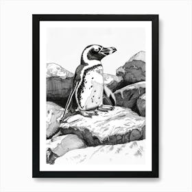 African Penguin Sunbathing On Rocks 1 Art Print
