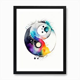 Ying Yang 2 Symbol Watercolour Poster