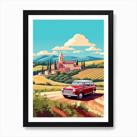 A Mini Cooper In The Tuscany Italy Illustration 1 Art Print