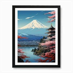 Mountains And Hot Springs Japanese Style Illustration 4 Art Print