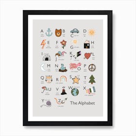 Alphabet In Grey Poster