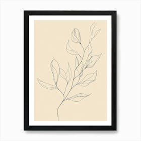 Line Drawing Of A Leaf Art Print