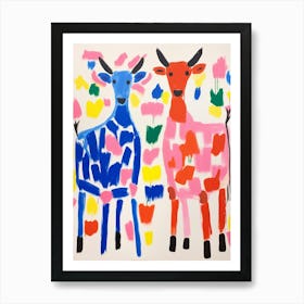 Colourful Kids Animal Art Goat Art Print