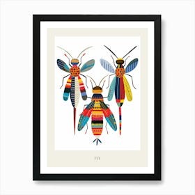 Colourful Insect Illustration Fly 13 Poster Art Print