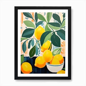 Matisse Inspired Abstract Lemons Kitchen Poster Art Print