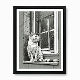 Cat Looking Out The Window 2 Art Print